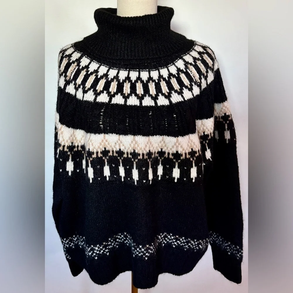 NEW w/TAGS Old Navy Black White Fair Isle Sweater Women's Plus Size 2X